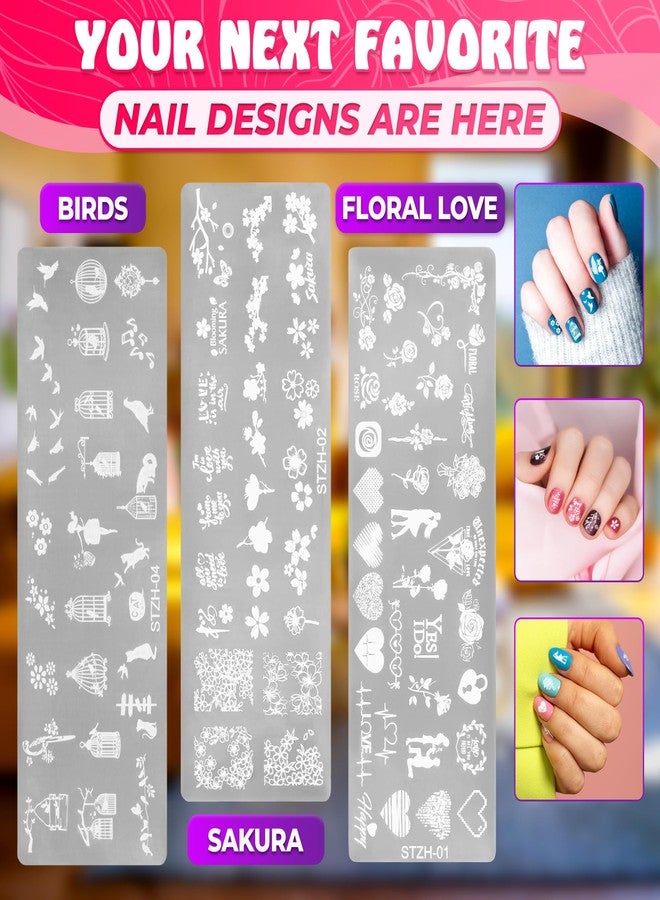 Tesorrio 12 Pcs Nail Art Plate for Holidays - Nail Stamping Plates with Different Themes, Animal Plates & Flower Plates for Nails Art Design - Stylish Stamping Plates Set to Design Unique Nails for Women Girls - Image 4